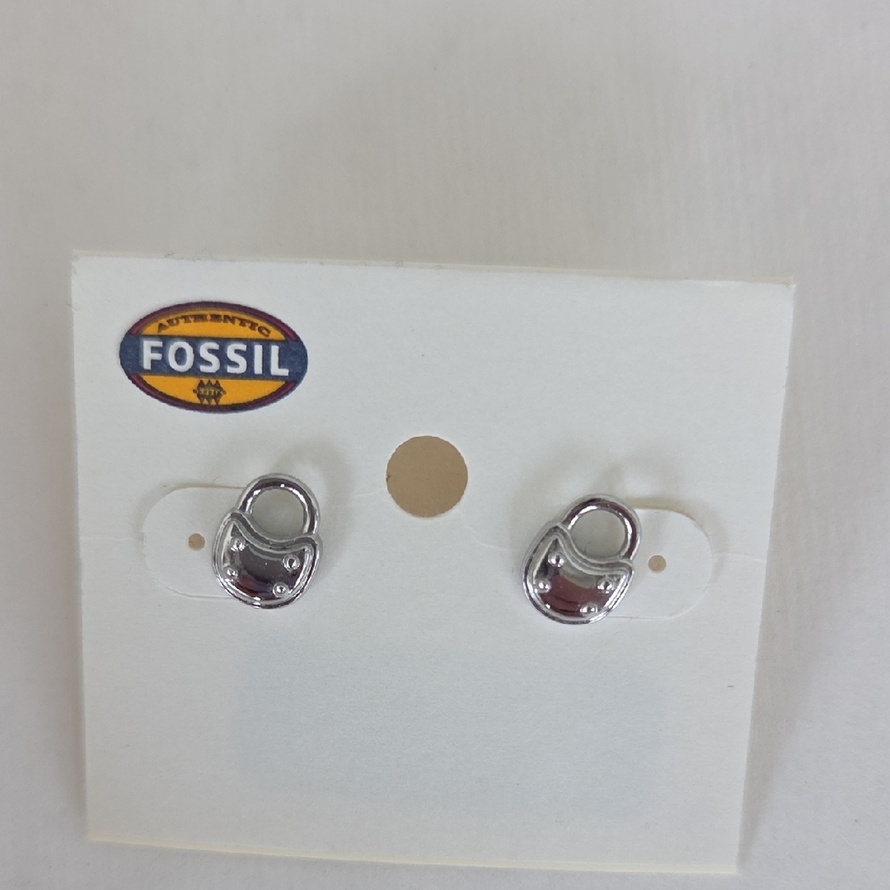Fossil Shiny Silver Earrings